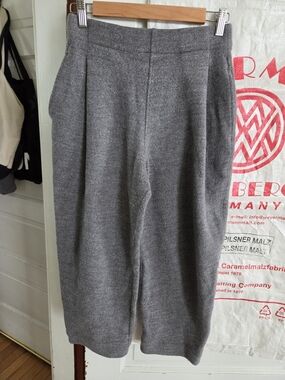 COS Gray Wide-Leg Wool-Blend Pants